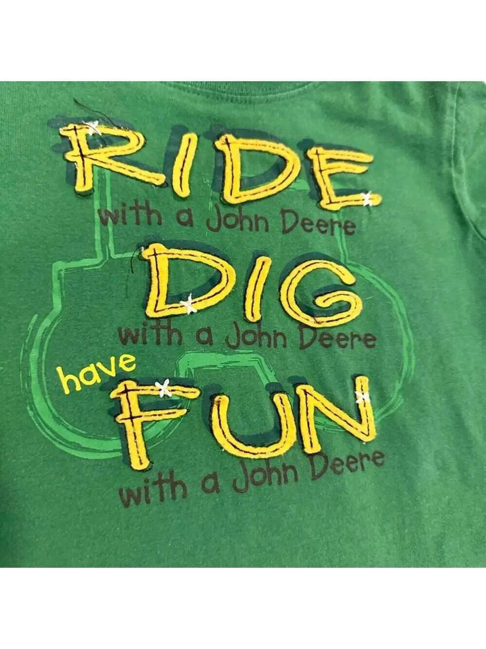 John Deere Toddler 3T Boys 2 Piece Green T-Shirt Mesh Shorts Set Ride Dig Fun